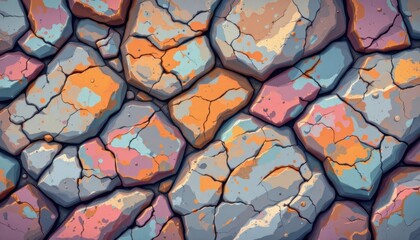 Poster - illustrate an abstract rock background with exaggerated patterns and colors for creativity.