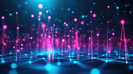 Poster - Vibrant Abstract Background Featuring Illuminated Lines and Radiant Lights Creating a Dreamy and Ethereal Atmosphere in a Modern Artistic Style