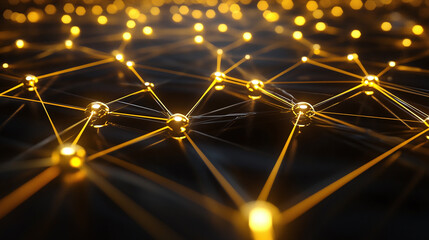 Poster - An abstract wire network connection design, featuring glowing lines and bright nodes that represent the digital ecosystem of technology