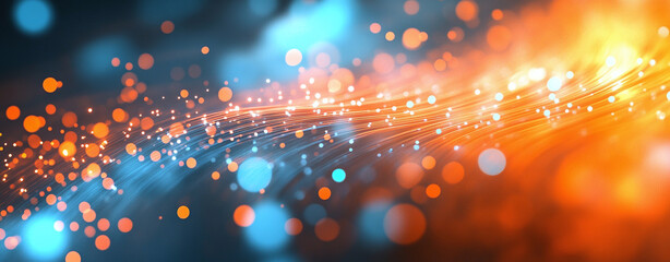 Poster - Wave particle technology background, blue curve business technology sense big data background material