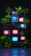 © azi - Retro TVs & Plants, Night Scene