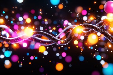 Fototapete - Vibrant Swirling Lights Abstract Background With Bokeh Effect