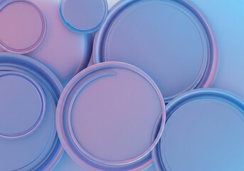 Fototapete - Abstract composition of circular shapes in soft pastel colors