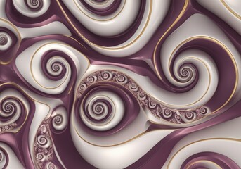 Poster - Abstract swirling patterns in shades of purple and cream create a mesmerizing design