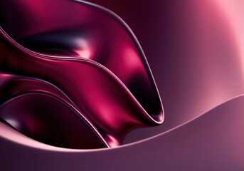 Poster - Abstract waves of glossy purple and pink fluid shapes creating a modern design