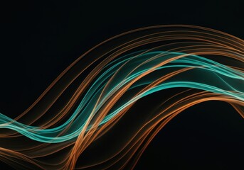 Poster - Abstract waves of light in vibrant orange and teal colors
