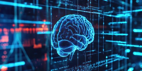 Poster - Illustration of EEG monitoring a human brain 