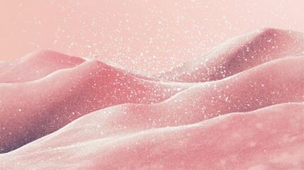 Poster - Soft pink rolling hills dusted with light snowfall under a pastel sky.