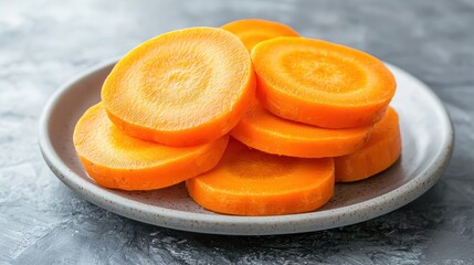 Poster - Round carrot slices stacked on a plate 
