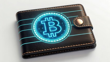 Poster - Wallet displaying a radiant bitcoin emphasizing the future of digital currency investments