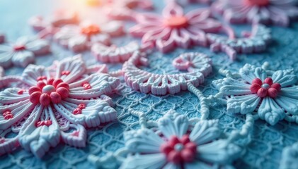 Close-up view of geometric patterned lace, sharp focus , net, shapes, surface