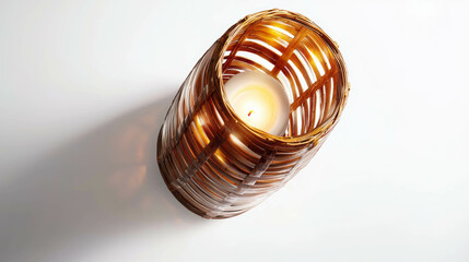 Poster - Warm ambiance with realistic bamboo lantern and candle light