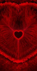 Poster - vertical heartbeat loop. dynamic red energy pulses with a central heart. abstract and hypnotic for s