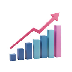 Poster - 3D Illustration of Upward Trending Financial Growth Chart