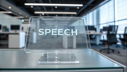 Poster - a transparent screen showcasing real-time ai graphics and data visualization.