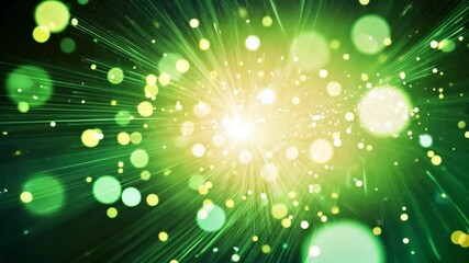 Poster - Abstract of Green Light: Capture the essence of energy with this abstract image showcasing a burst of green and yellow light, reminiscent of a supernova or fireworks display.