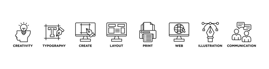 graphic design banner web icon vector illustration concept with icon of creativity, typography, crea