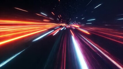 Aufkleber - Speed of Light: A dynamic composition of streaks of light, creating a sense of rapid movement and technological advancement, showcasing the beauty of speed and the essence of modern science.