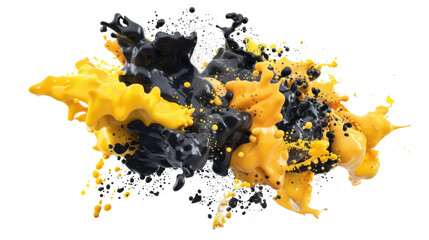 Naklejka na meble Yellow and black paint splashing together on transparent background