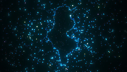 Wall Mural - futuristic digital visualization of tunisia map composed of glowing blue particles. the abstract cos