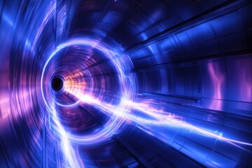 Fototapete - Vibrant tunnel with dynamic light effects creating a sense of motion and depth
