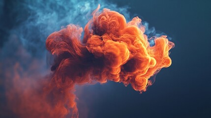 Poster - Orange and blue ink mixing together creating stunning visuals