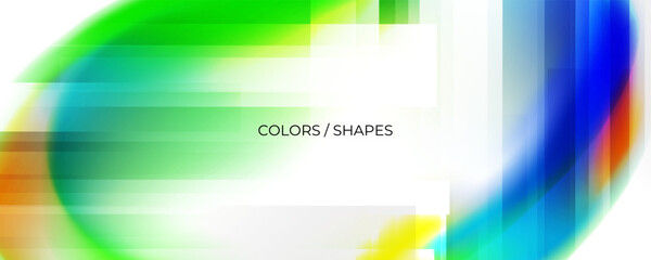 Fototapete - Abstract shapes and bright fluid colors. Prism effect. Futuristic blurred vibrant color gradients for creative graphic design. Vector illustration.