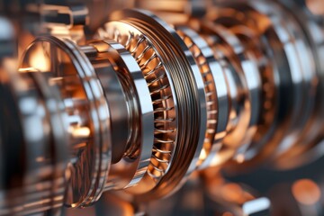 Poster - Complex mechanical components showcase intricate engineering design in a close-up view