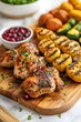 © sahina - Grilled Chicken with Roasted Vegetables and Cranberry Sauce