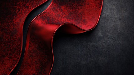 Aufkleber - Elegant red metallic ribbons flowing on dark background