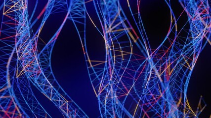 Poster - abstract network shows data flow and digital connection, resembling dna. artificial intelligence, te