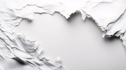 Poster - White crumpled paper creating a textured frame on white background