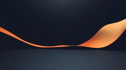 Aufkleber - Orange ribbon gently waving on dark background creating abstract design