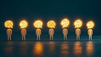 Poster - An illustration of several human figures with glowing speech bubbles above their heads, representing communication and dialogue
