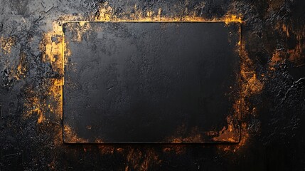 Poster - Black and gold textured background with empty rectangular space