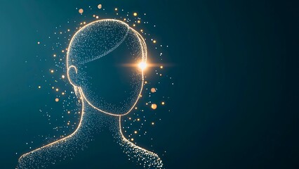 Poster - A conceptual illustration of a woman's silhouette with a glowing light. This image evokes ideas of insight, innovation, and intelligence
