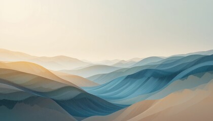 Poster - Serene mountain landscapes at dusk abstract art soft color palette tranquil environment wide angle view nature's beauty