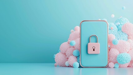Poster - A Smartphone Displaying a Padlock Icon, symbolizing data protection 