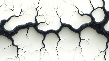 Poster - abstract dark veins on white, organic texture background, medical or science design