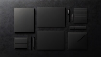 Wall Mural - Mockup of business cards on black background. 3d rendering