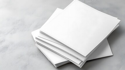 Wall Mural - Stack of blank paper on grey background. Mockup for branding identity.