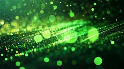 Poster - Abstract Green Luminescence: A vibrant and dynamic abstract artwork of glowing green particles swirling and flowing, reminiscent of energy and movement.