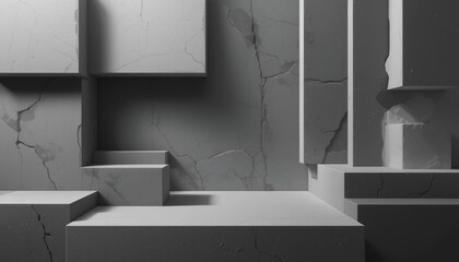 Poster - Abstract concrete wall design indoor space image composition minimalist environment straight-on view modern art concept