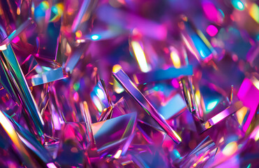 Poster - A dazzling array of iridescent shards creating a mesmerizing abstract composition of light and color