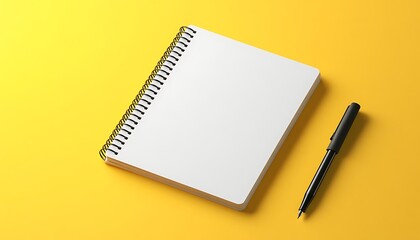 Wall Mural - Notebook and pen isolated on white background with copy space for text