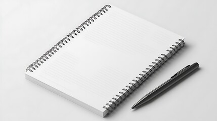 Wall Mural - Notebook and pen isolated on white background with copy space for text