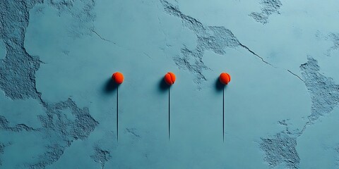 Poster - Serene Arrangement of Three Symbolic Orange Spheres on Textured Surface