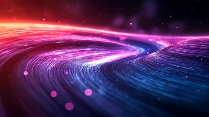 Wall Mural - Swirling galactic trail in pink, red, and blue tones representing a cosmic vortex or a stylized space-time path.
