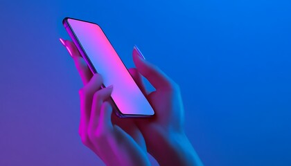 cropped shot of woman in white coat using smartphone isolated on purple