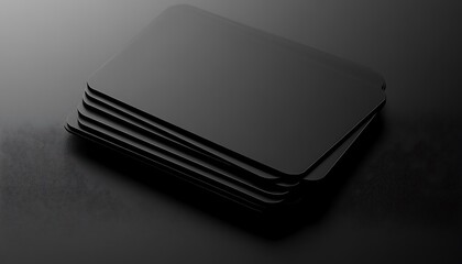 Wall Mural - Black business cards on black background. Mockup for branding identity.